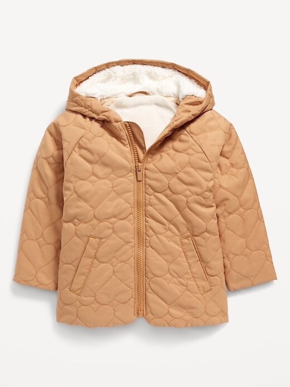 Old Navy Quilted Heart Sherpa-Trim Hooded Jacket for Toddler Girls